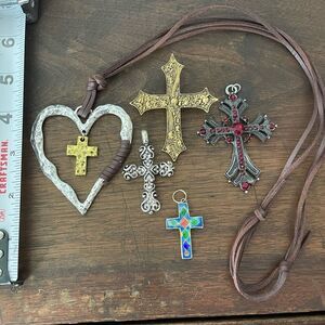 Christian Cross Collection of Pins and Necklaces